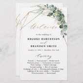 Eucalyptus Greenery Geometric Wedding Programme (Voorkant / Achterkant)