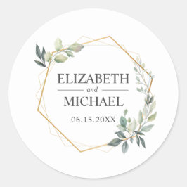 Eucalyptus Greenery Geometric Wedding Ronde Sticker
