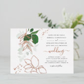 Eucalyptus Greenery Geometric Wedding Roos Gold Folie Uitnodiging (Staand Voorkant)