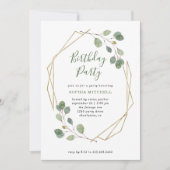Eucalyptus Greenery | Geometrische Birthday Party Kaart (Voorkant)