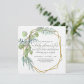 Eucalyptus Greenery geometrische krans Baby shower Kaart (Staand voorkant)