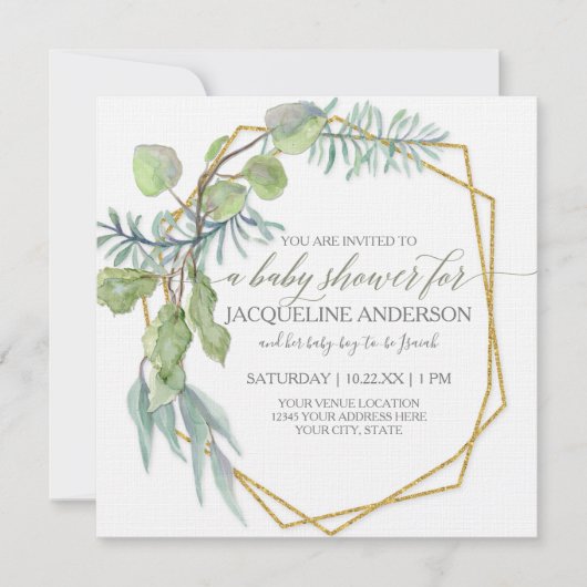 Eucalyptus Greenery geometrische krans Baby shower Kaart (Voorkant)