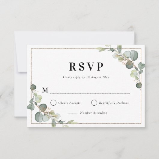 Eucalyptus greenery geometrische RSVP-kaart RSVP Kaartje (Voorkant)