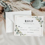 Eucalyptus greenery geometrische RSVP-kaart RSVP Kaartje<br><div class="desc">Een groen thema met groene eucalyptus en een geometrisch lijst. U kunt de functies van deze kaart personaliseren</div>