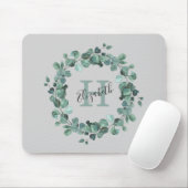 Eucalyptus Greenery Gepersonaliseerd Monogram Muismat (Met muis)