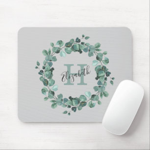 Eucalyptus Greenery Gepersonaliseerd Monogram Muismat