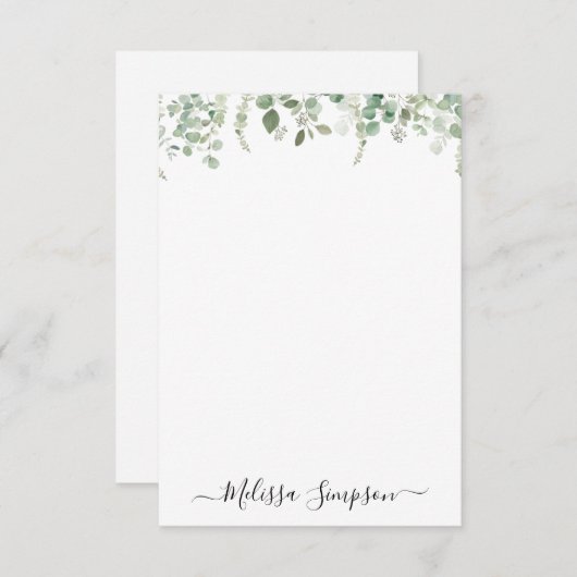 eucalyptus greenery gepersonaliseerd notitiekaartje (Voorkant / Achterkant)