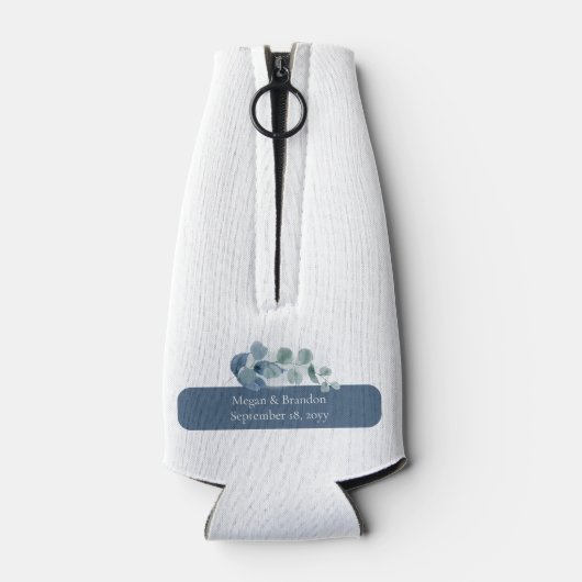 Eucalyptus Greenery Gepersonaliseerde bruiloft Flesjeskoeler (Achterkant)