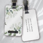 Eucalyptus Greenery Gepersonaliseerde monogram naa Bagagelabel<br><div class="desc">Pas dit waterverf eucalyptus greenery ontwerp aan met jouw naam.</div>