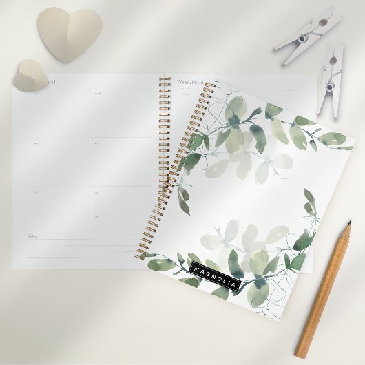 Eucalyptus Greenery Gepersonaliseerde monogram naa Planner