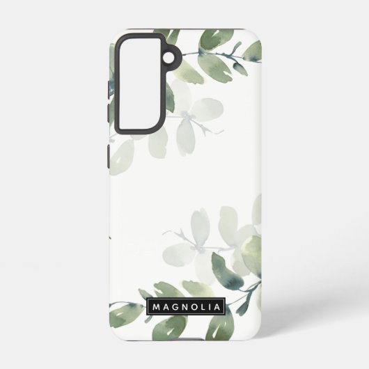 Eucalyptus Greenery Gepersonaliseerde naam Monogra Samsung Galaxy Hoesje (Achterkant)
