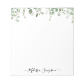 eucalyptus greenery gepersonaliseerde naam notitieblok (Voorkant)