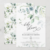 Eucalyptus Greenery Geslacht Neutraal Baby shower Kaart (Voorkant / Achterkant)