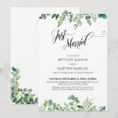 Eucalyptus Greenery, gewoon gehuwde Typografie Kaart (Voorkant / Achterkant)