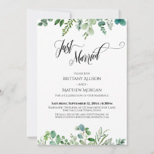 Eucalyptus Greenery, gewoon gehuwde Typografie Kaart