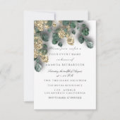 Eucalyptus Greenery Glitter Gold Foils White Kaart (Voorkant)