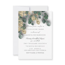 Eucalyptus Greenery Glitter Gold Foils White