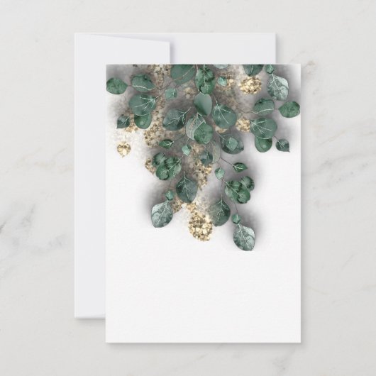 Eucalyptus Greenery Glitter Gold Foils White Kaart (Achterkant)