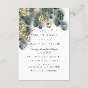 Eucalyptus Greenery Glitter Gold Foils White Kaart