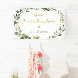 Eucalyptus Greenery Gold Baby shower Spandoek