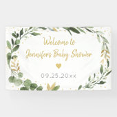 Eucalyptus Greenery Gold Baby shower Spandoek (Horizontaal)