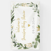Eucalyptus Greenery Gold Baby shower Spandoek (Verticaal)