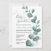 Eucalyptus Greenery & Gold Baby Sprinkle Invitati Kaart (Voorkant)
