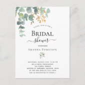 Eucalyptus greenery Gold brudal doucheuitnodiging Briefkaart (Voorkant)