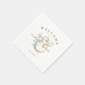 Eucalyptus greenery gold bruiloft ampersand servet (Hoek)