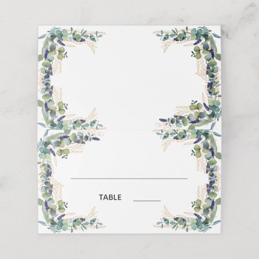 Eucalyptus greenery Gold bruiloft Plaatskaartje (Buitenkant ongevouwen)