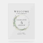 Eucalyptus greenery Gold bruiloft welkom Acryl Bord (Voorkant)