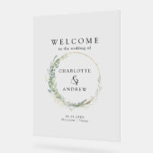 Eucalyptus greenery Gold bruiloft welkom Acryl Bord (Hoek)