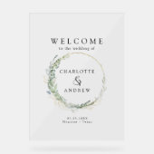 Eucalyptus greenery Gold bruiloft welkom Acryl Bord (Voorkant)