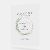 Eucalyptus greenery Gold bruiloft welkom Acryl Bord (Hoek)