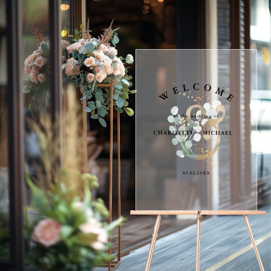 Eucalyptus greenery Gold bruiloft welkom Acryl Bord