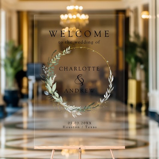 Eucalyptus greenery Gold bruiloft welkom Acryl Bord