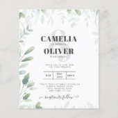 Eucalyptus Greenery Gold Budget Weduwen Uitnodigin (Voorkant)