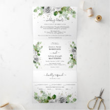 Eucalyptus Greenery & Gold Classic Wedding Tri-Fol