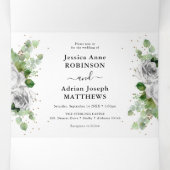 Eucalyptus Greenery & Gold Classic Wedding Tri-Fol Drieluik Uitnodiging (Binnenkant midden)