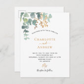 Eucalyptus greenery Gold eenvoudige elegante bruil Briefkaart (Voorkant / Achterkant)