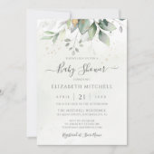 Eucalyptus Greenery Gold Elegant Baby shower Kaart (Voorkant)