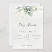 Eucalyptus Greenery Gold Elegant Baby shower Kaart (Voorkant)