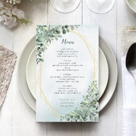 Eucalyptus Greenery Gold Elegant Wedding Menu