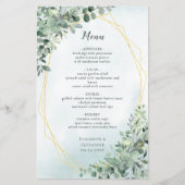 Eucalyptus Greenery Gold Elegant Wedding Menu (Voorkant)