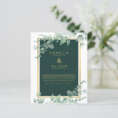 Eucalyptus Greenery Gold Emerald Wedding QR CODE I (Staand voorkant)