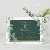 Eucalyptus Greenery Gold Emerald Wedding QR CODE I Kaart (Staand voorkant)