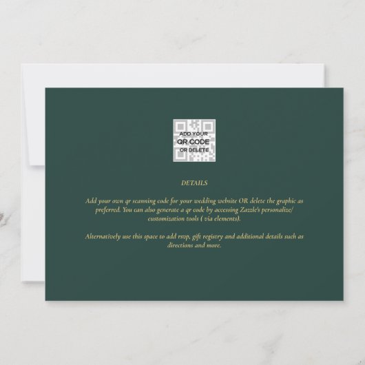 Eucalyptus Greenery Gold Emerald Wedding QR CODE I Kaart (Achterkant)