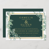 Eucalyptus Greenery Gold Emerald Wedding QR CODE I Kaart (Voorkant / Achterkant)