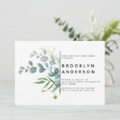 Eucalyptus Greenery Gold Foil Baby shower Kaart (Staand voorkant)