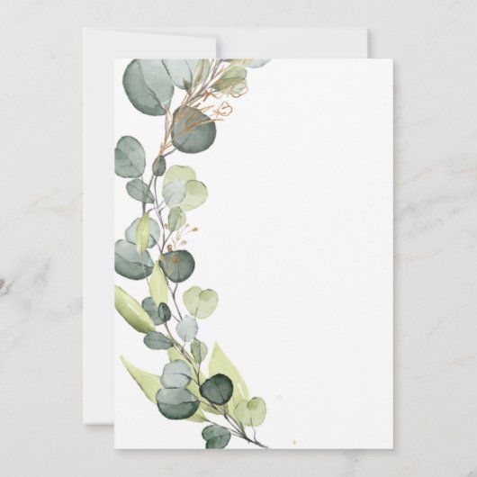 Eucalyptus Greenery Gold Foil Wedding Kaart (Achterkant)
